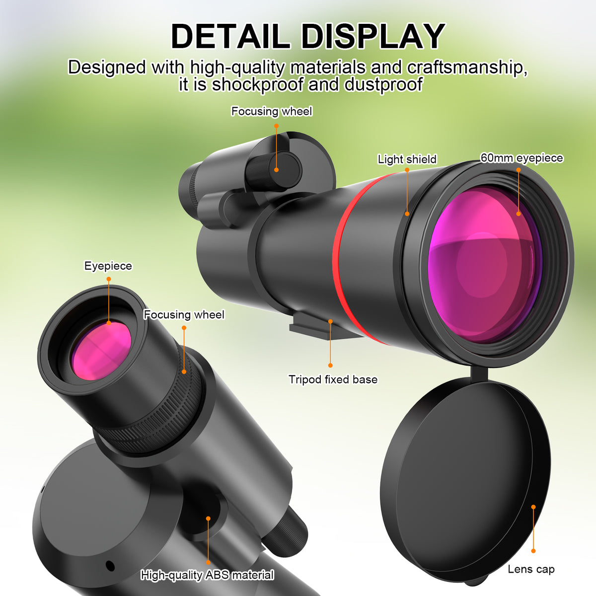 25-75x60 High-Power Zoom Spotting Scope for Bird Watching