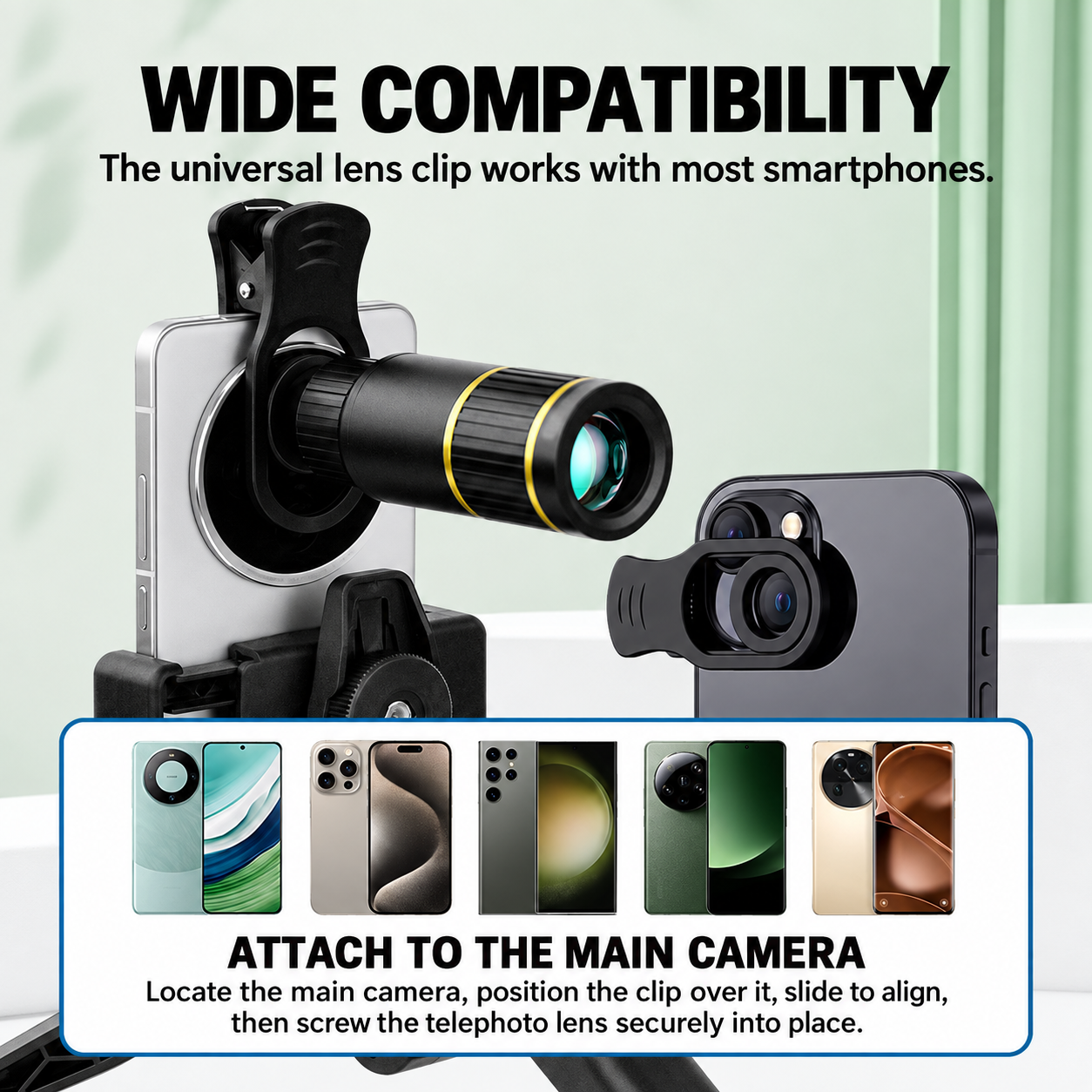 22X Phone Telephoto Lens Kit with Tripod & Universal Clip