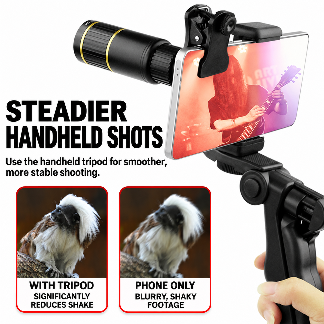22X Phone Telephoto Lens Kit with Tripod & Universal Clip