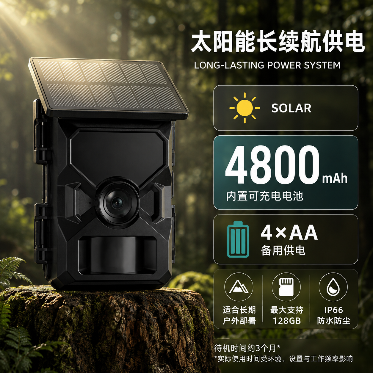 36MP 2K Solar Trail Camera with 0.2s Trigger – IP66 Wildlife Camera