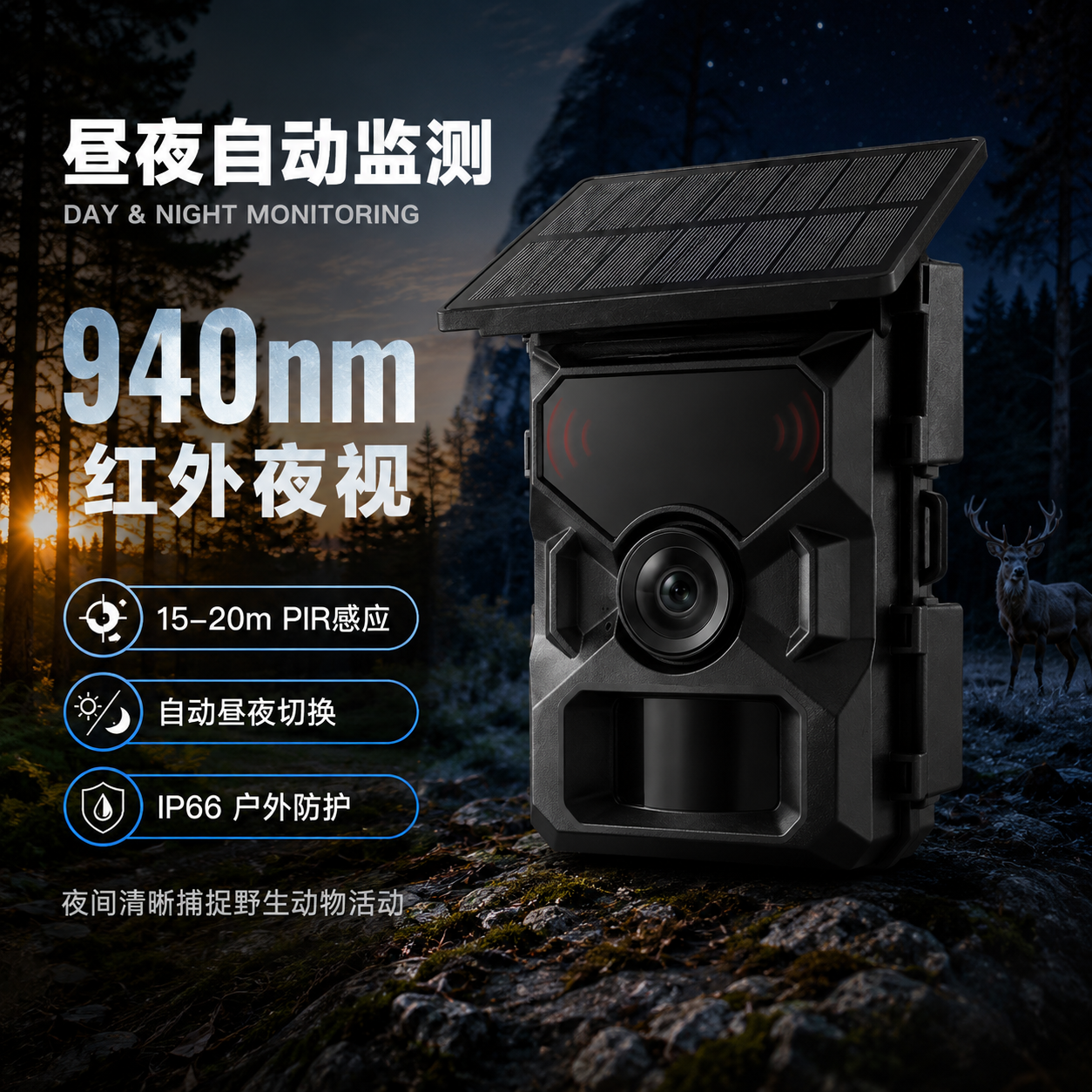 36MP 2K Solar Trail Camera with 0.2s Trigger – IP66 Wildlife Camera