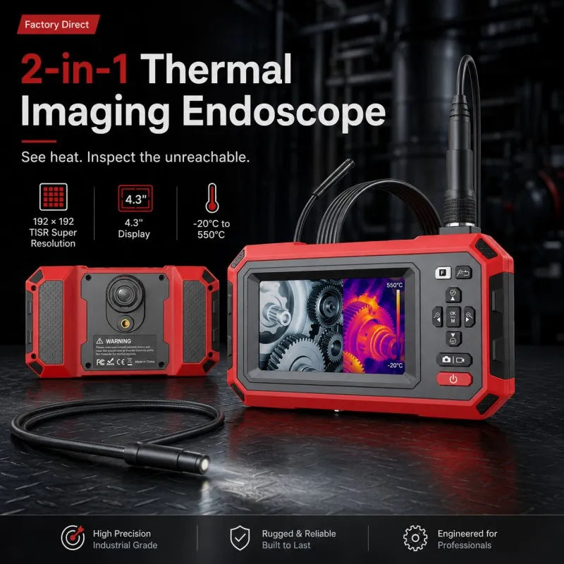 VXFcore HT 669 2-in-1 Thermal Imaging Endoscope | 192x192 TISR Super Resolution 720P HD Borescope Inspection Camera with 4.3" Screen