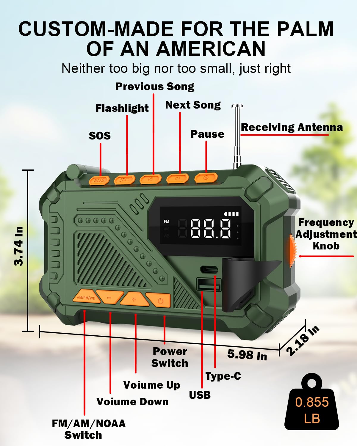 VXFcore - VXFcore H30 Solar Hand Crank Emergency Radio for Survival & Camping for Hunting & Tactical Gear
