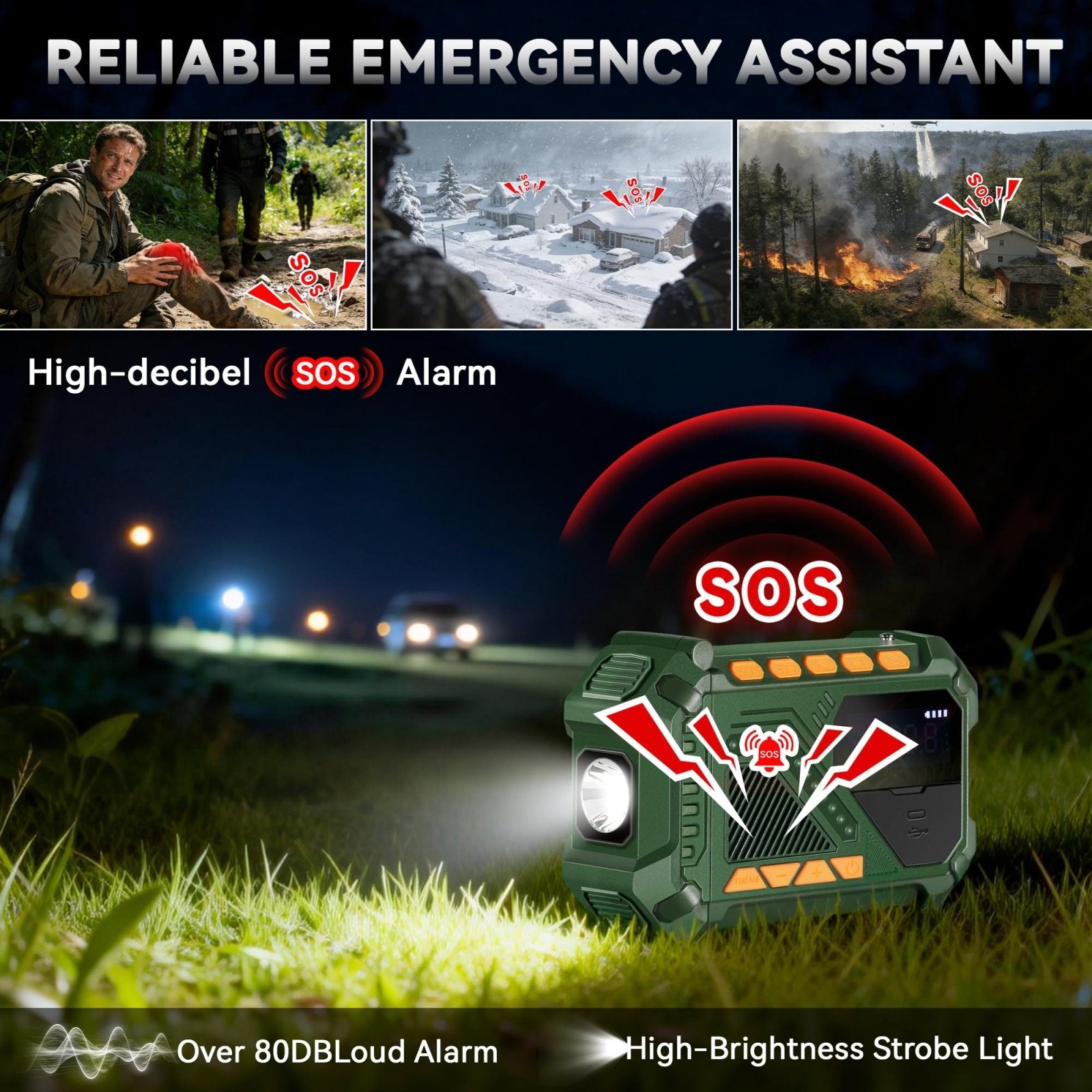 VXFcore - VXFcore H30 Solar Hand Crank Emergency Radio for Survival & Camping for Hunting & Tactical Gear