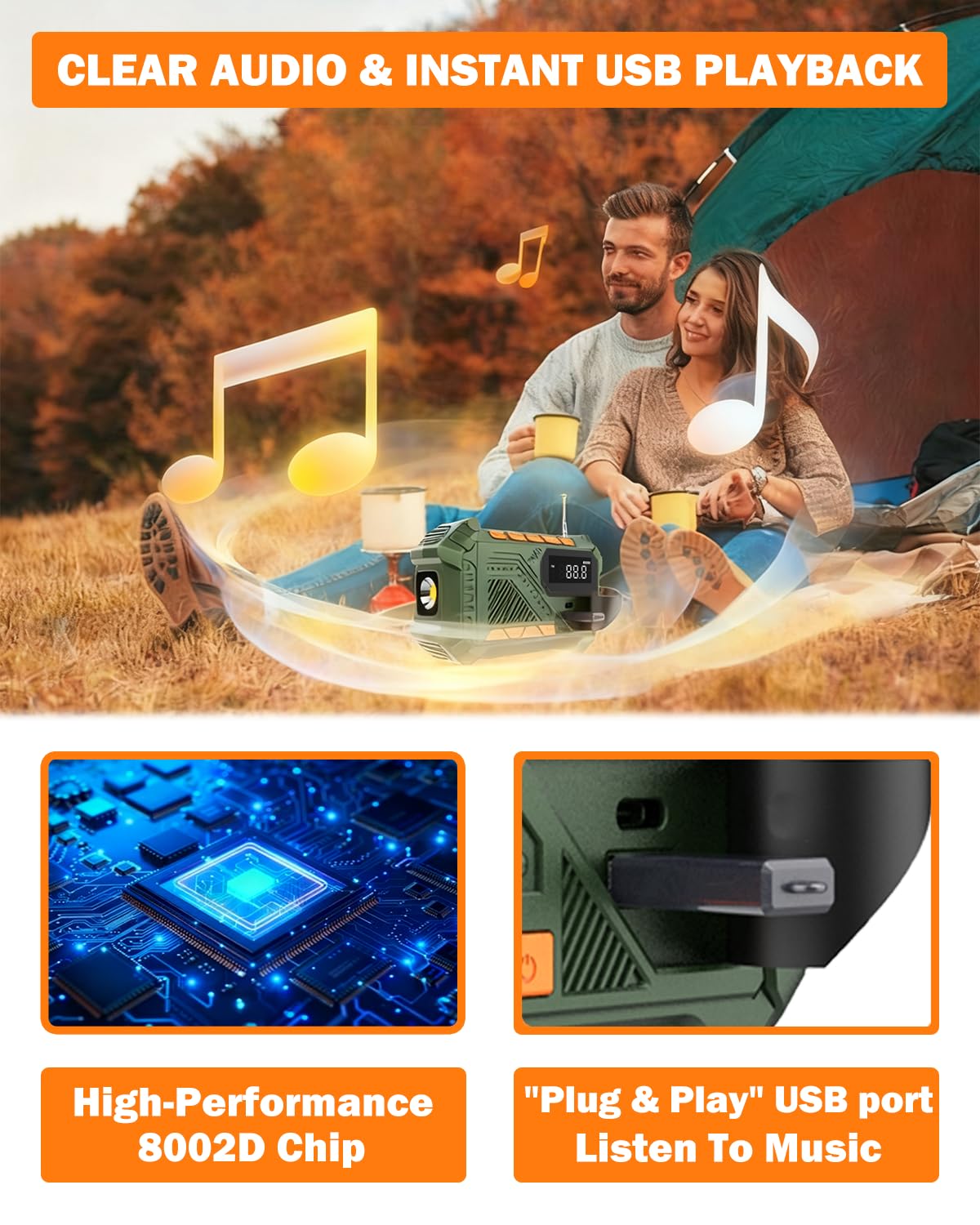 VXFcore - VXFcore H30 Solar Hand Crank Emergency Radio for Survival & Camping for Hunting & Tactical Gear