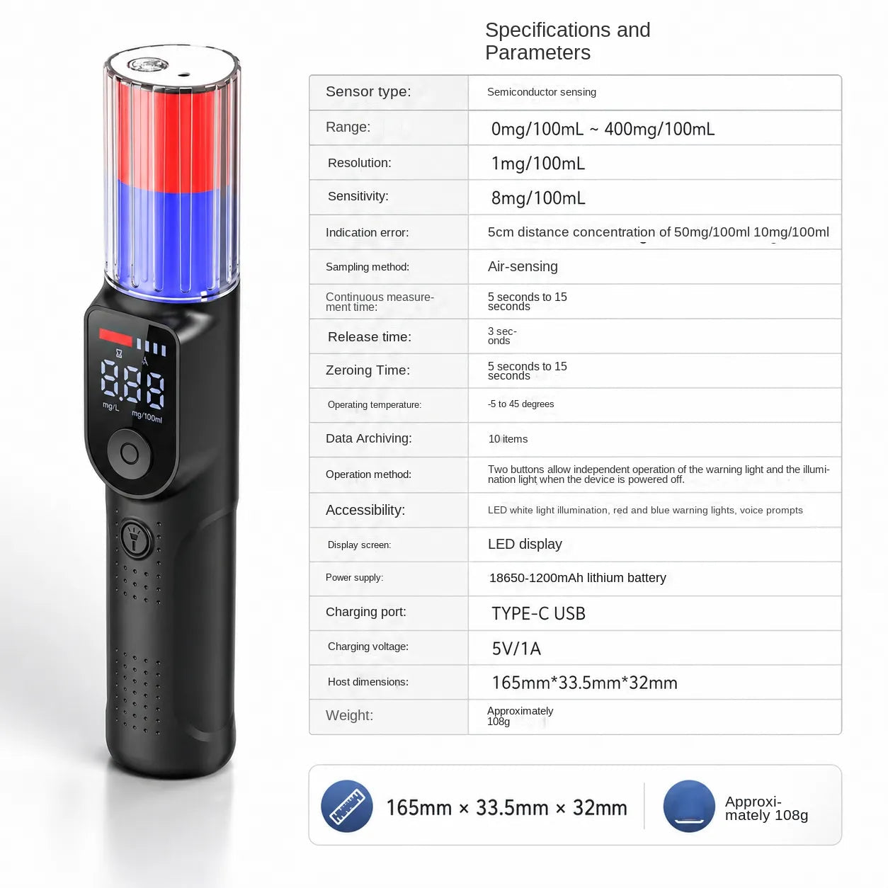 VXFcore - VXFcore ATS1 Baton Breathalyzer | Law Enforcement Grade Contactless Alcohol Tester for Hunting & Tactical Gear