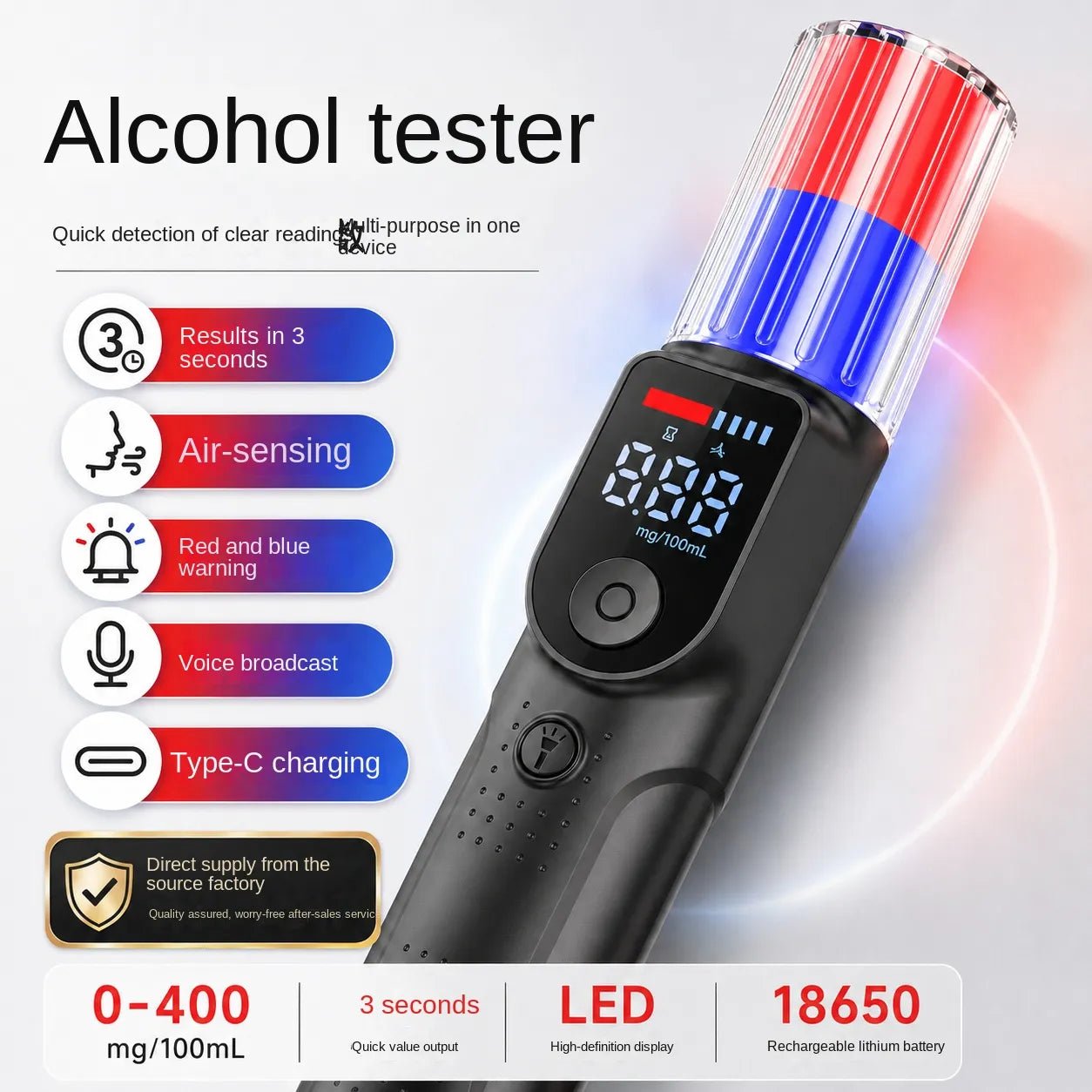 VXFcore - VXFcore ATS1 Baton Breathalyzer | Law Enforcement Grade Contactless Alcohol Tester for Hunting & Tactical Gear