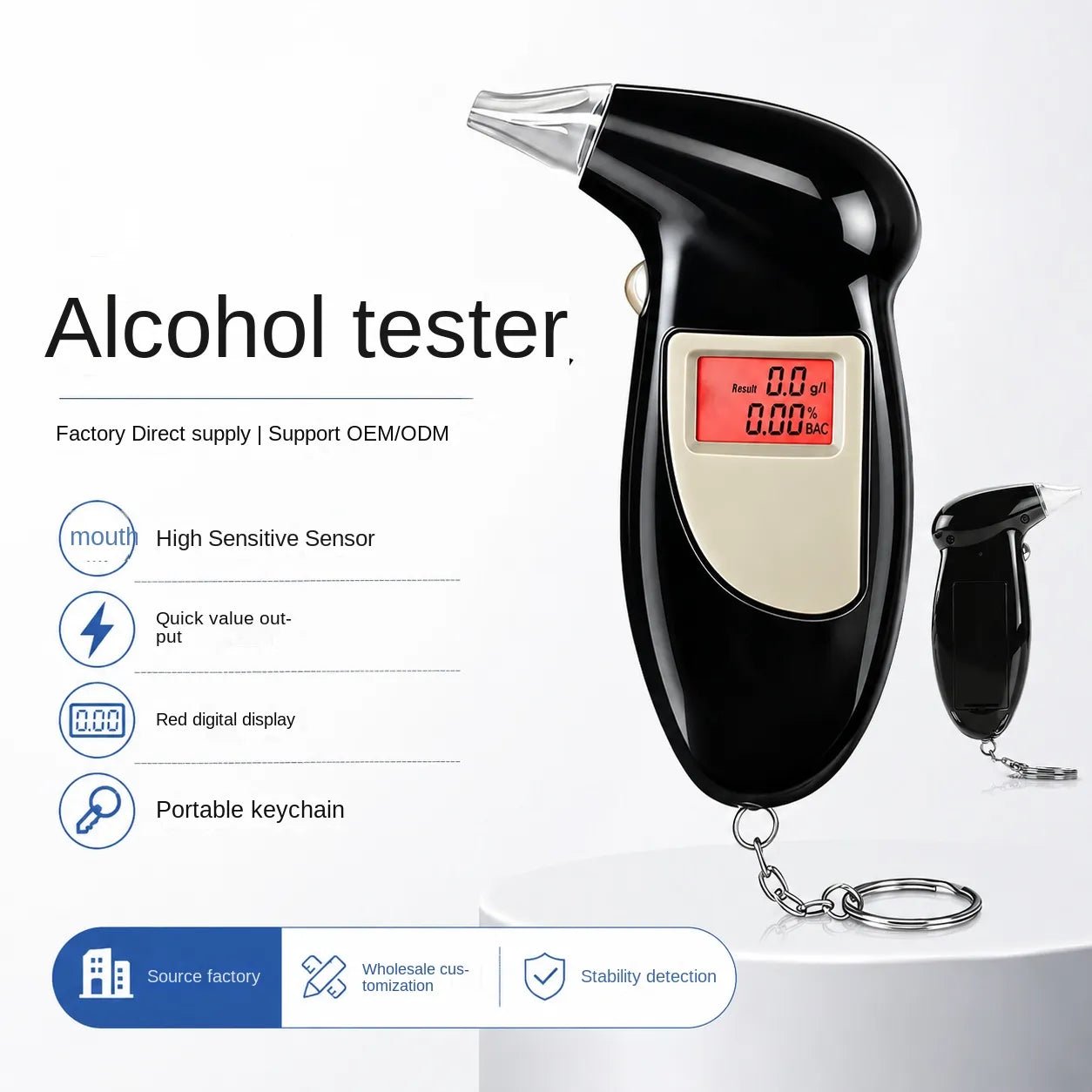 VXFcore - VXFcore D3000 Portable Keychain Breathalyzer | LED Backlit High Sensitivity Semiconductor Digital Alcohol Tester – OEM/ODM Wholesale for Hunting & Tactical Gear