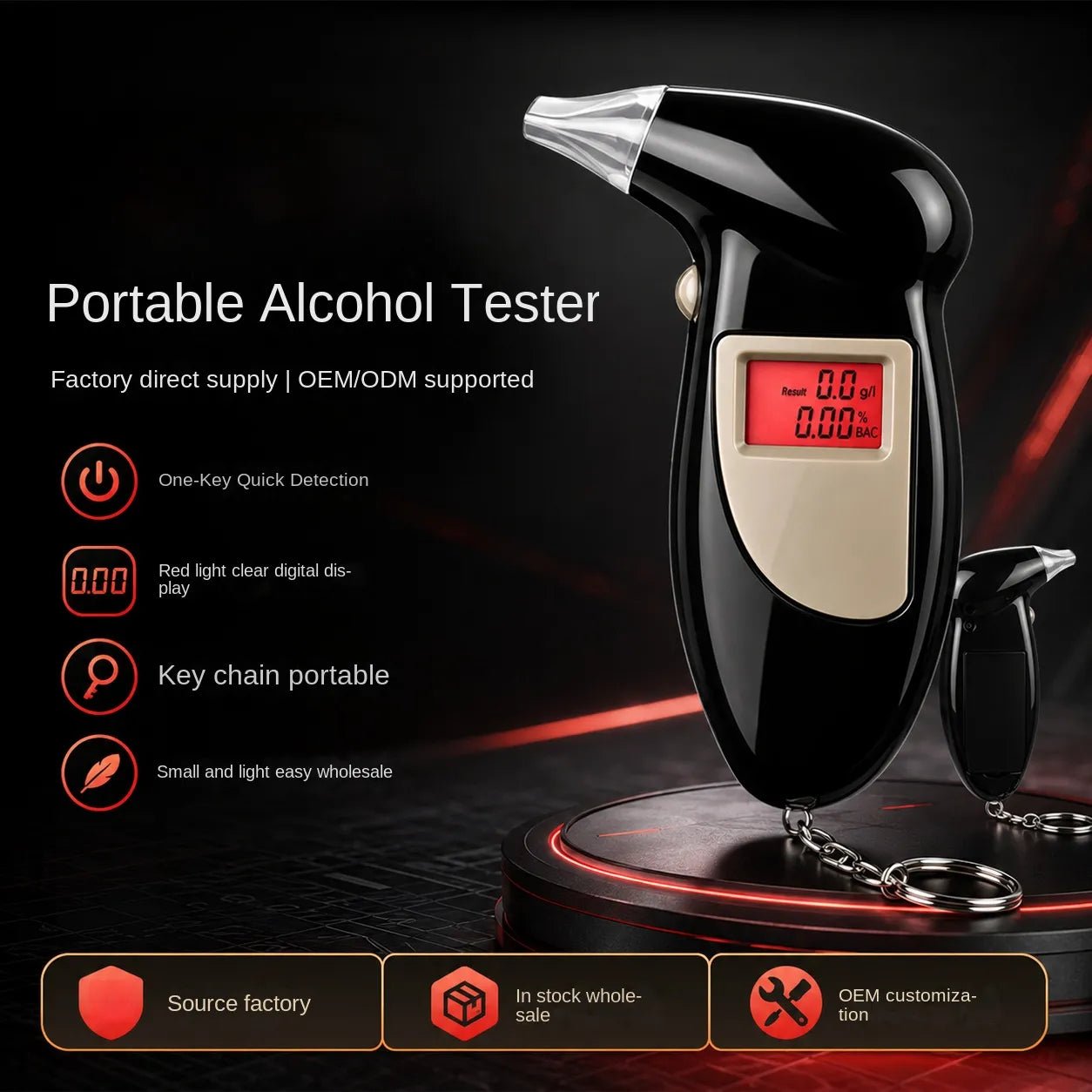 VXFcore - VXFcore D3000 Portable Keychain Breathalyzer | LED Backlit High Sensitivity Semiconductor Digital Alcohol Tester – OEM/ODM Wholesale for Hunting & Tactical Gear
