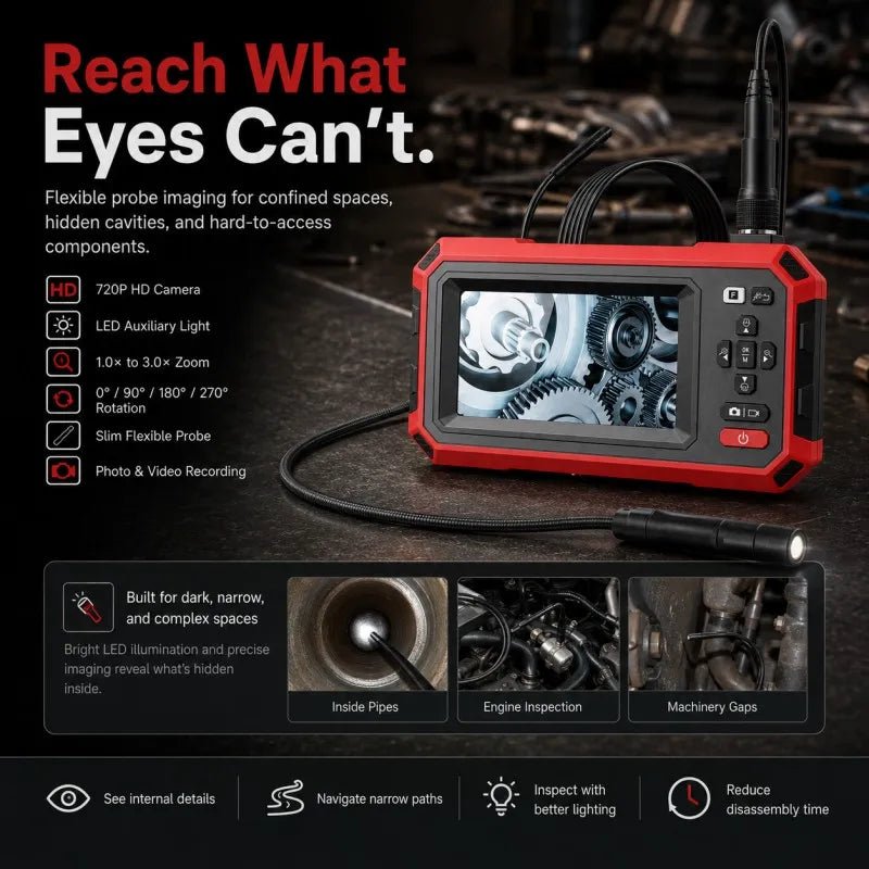 VXFcore-VXFcore HT 669 2-in-1 Thermal Imaging Endoscope | 192x192 TISR Super Resolution 720P HD Borescope Inspection Camera with 4.3" Screen for Hunting & Tactical Gear