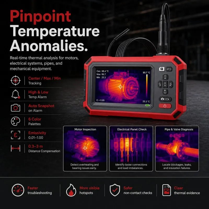 VXFcore-VXFcore HT 669 2-in-1 Thermal Imaging Endoscope | 192x192 TISR Super Resolution 720P HD Borescope Inspection Camera with 4.3" Screen for Hunting & Tactical Gear