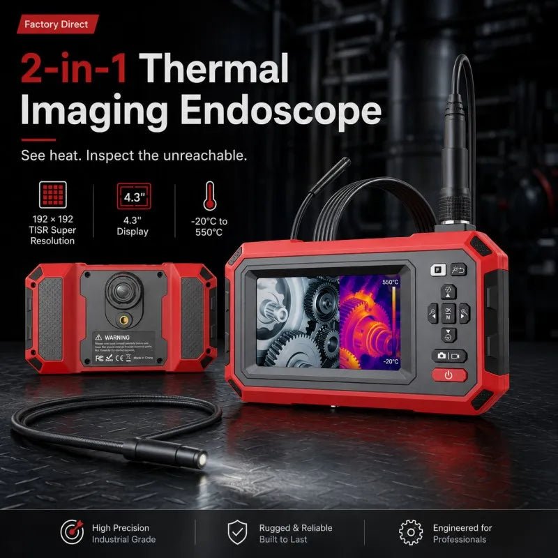VXFcore-VXFcore HT 669 2-in-1 Thermal Imaging Endoscope | 192x192 TISR Super Resolution 720P HD Borescope Inspection Camera with 4.3" Screen for Hunting & Tactical Gear