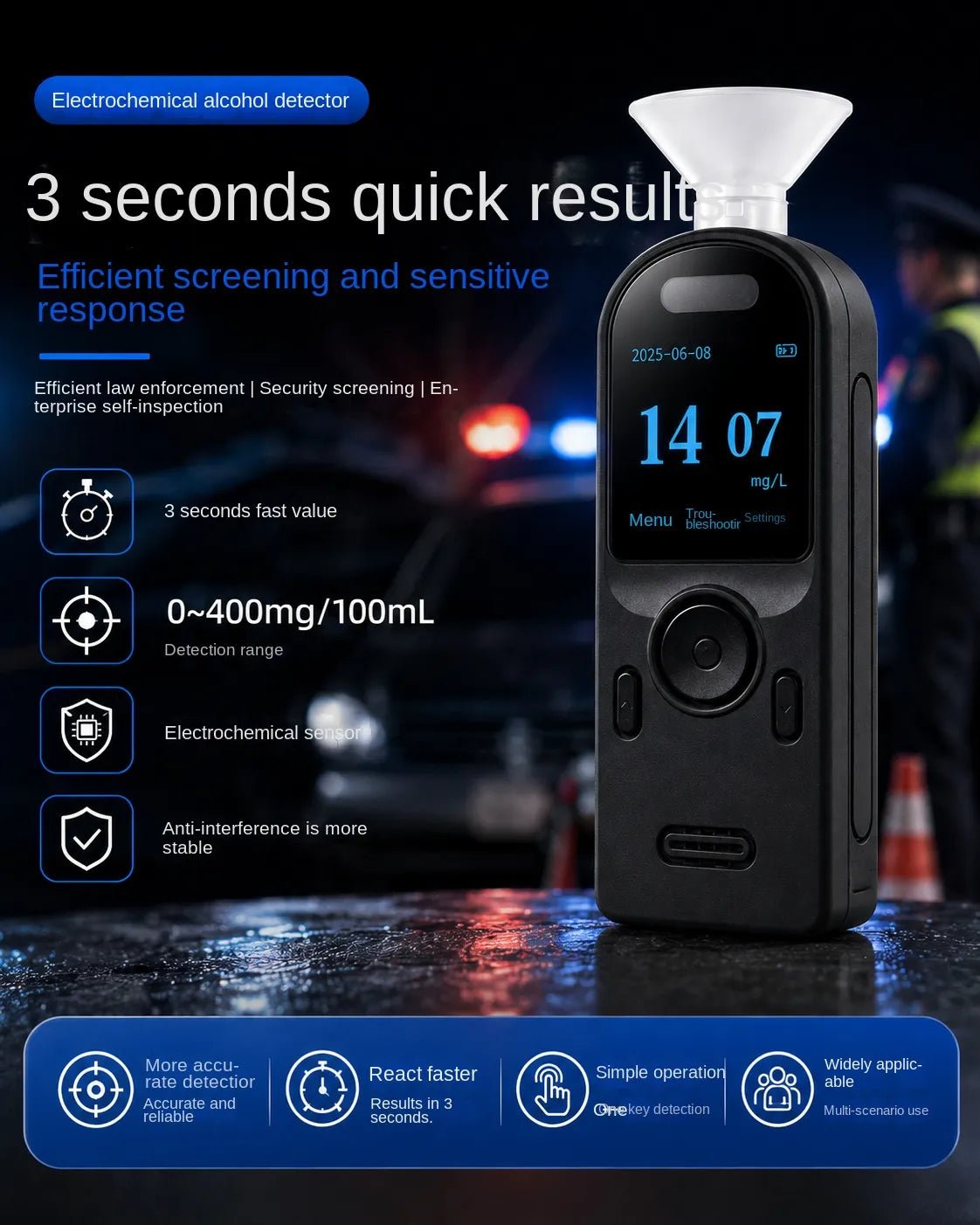 VXFcore-VXFcore S8 Rechargeable Digital Breathalyzer | Professional Grade Fuel Cell Alcohol Detector for Drivers for Hunting & Tactical Gear