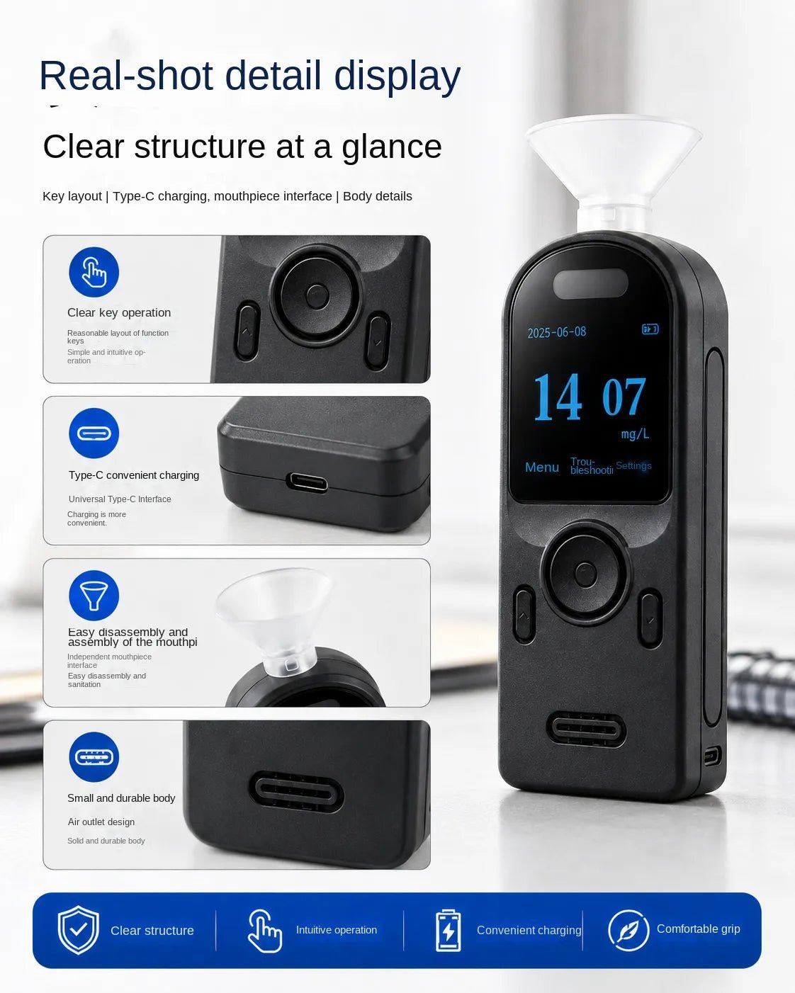 VXFcore-VXFcore S8 Rechargeable Digital Breathalyzer | Professional Grade Fuel Cell Alcohol Detector for Drivers for Hunting & Tactical Gear