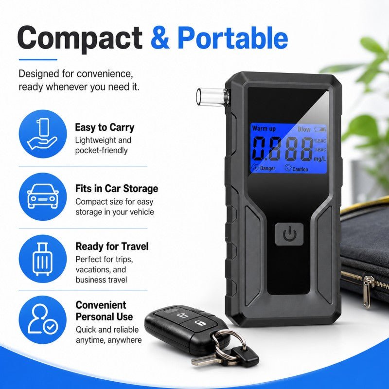 VXFcore-VXFcore Z7 Professional Portable Digital Breathalyzer with Blue Backlit LCD for Hunting & Tactical Gear