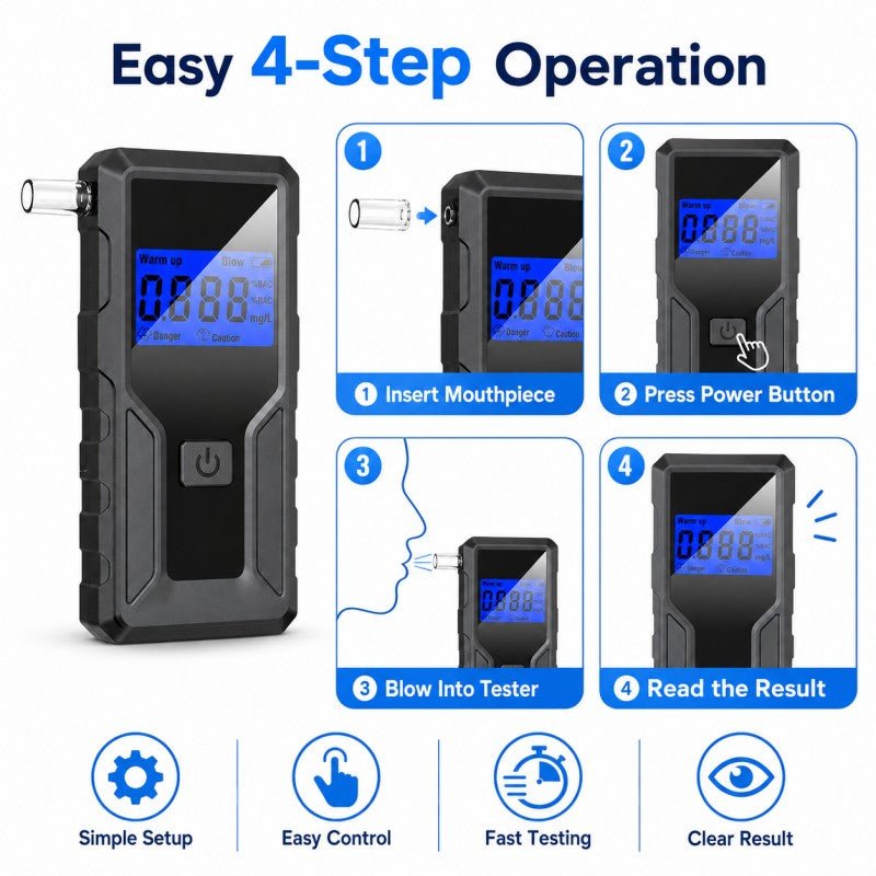 VXFcore-VXFcore Z7 Professional Portable Digital Breathalyzer with Blue Backlit LCD for Hunting & Tactical Gear