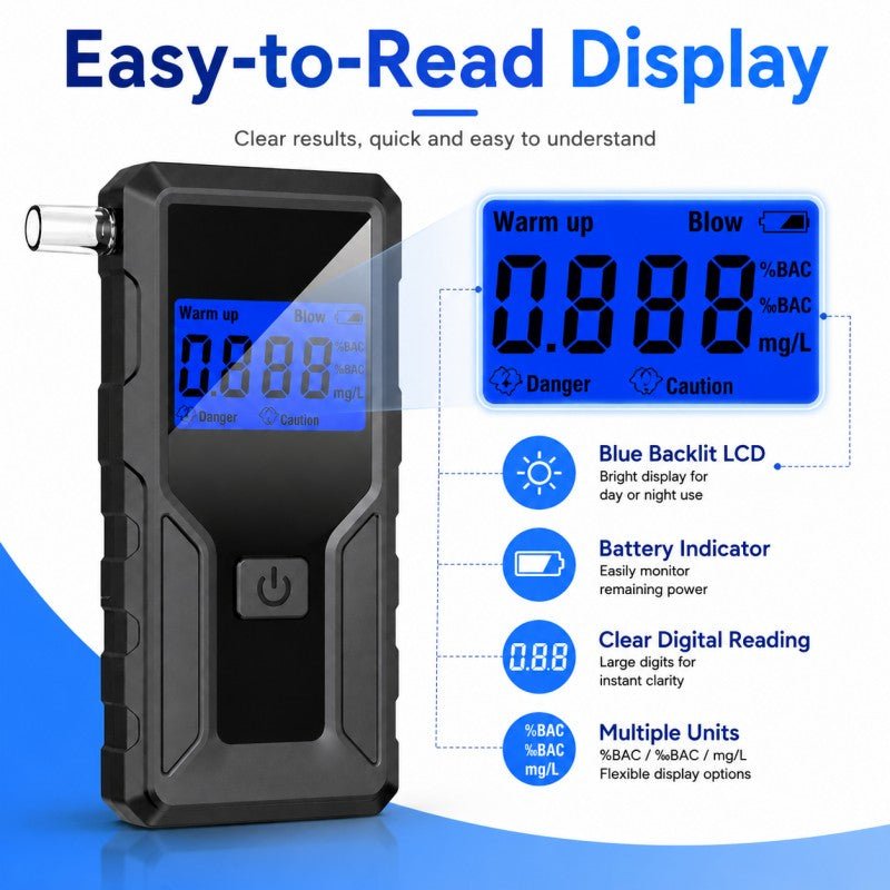 VXFcore-VXFcore Z7 Professional Portable Digital Breathalyzer with Blue Backlit LCD for Hunting & Tactical Gear