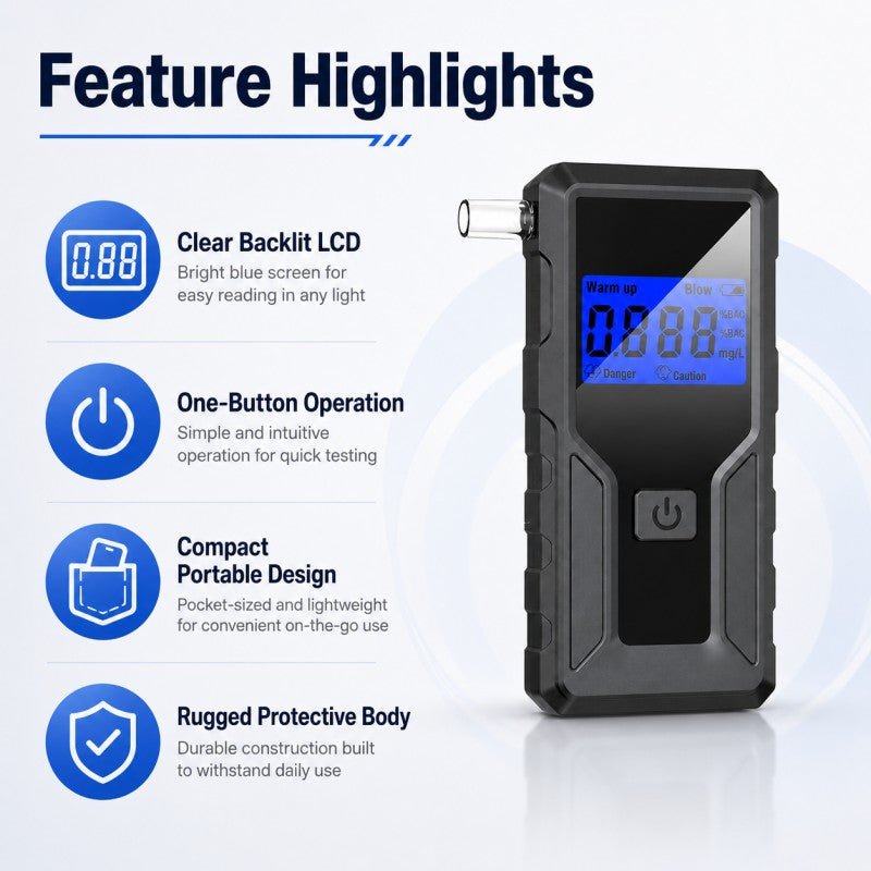 VXFcore-VXFcore Z7 Professional Portable Digital Breathalyzer with Blue Backlit LCD for Hunting & Tactical Gear